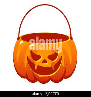 Orangefarbener Kürbiskorb. Vektor Happy Halloween Illustration Stock Vektor