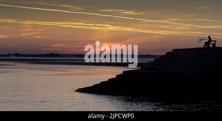 Lever de Soleil dans la baie de Somme à Saint Valery sur Somme. Picardie Stockfoto