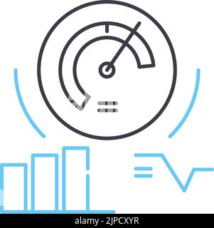 Tachometer-Liniensymbol, Umrisssymbol, Vektordarstellung, Konzeptschild Stock Vektor