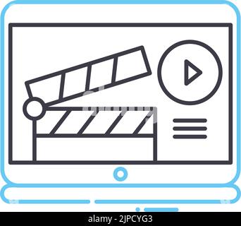 Online-Film Festival Linie Symbol, Umriss Symbol, Vektor-Illustration, Konzept Zeichen Stock Vektor
