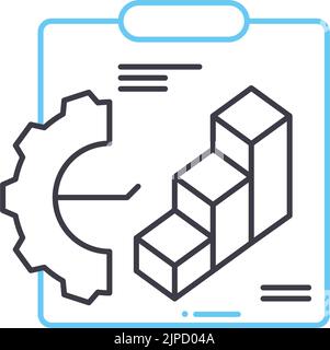 Liniensymbol für das Projektmanagement, Umrisssymbol, Vektordarstellung, Konzeptzeichen Stock Vektor