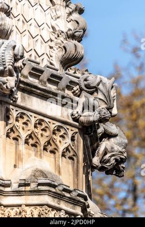 Wasserspeier, Tierdetails auf Westminster Abbey. Gotische Abteikirche in der City of Westminster, London, Großbritannien. Henry-VII-Kapelle am östlichen Ende der Abtei Stockfoto