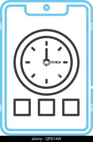 Time Tracker App Linie Symbol, Umriss Symbol, Vektor-Illustration, Konzept Zeichen Stock Vektor