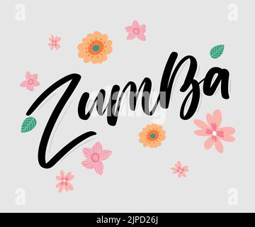 Zumba Dance Studio Text. Kalligraphie Wort Banner Design. Aerobe Fitness. Vektor-Handschriftzug Illustration auf weißem Hintergrund. Stock Vektor