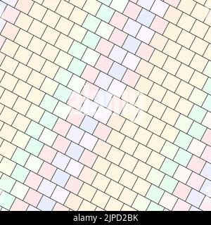 Abstrakt quadratisch bunte Palette Backstein Wand Textur Hintergrund mit geometrischen dekorative Illustration von Offset Quads Raster Muster Hintergrund Design Stockfoto