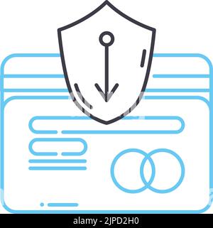 Symbol für sichere Transaktionslinie, Umrisssymbol, Vektordarstellung, Konzeptzeichen Stock Vektor