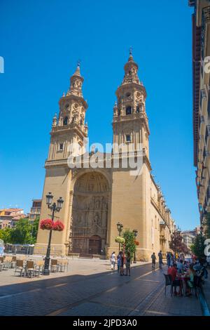 Fassade der Kathedrale. Logroño, Spanien. Stockfoto