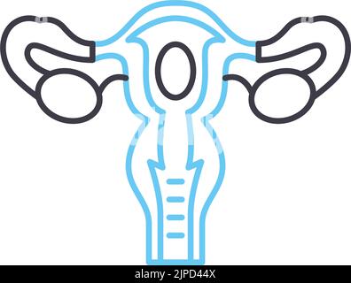 Uterusliniensymbol, Umrisssymbol, Vektordarstellung, Konzeptzeichen Stock Vektor