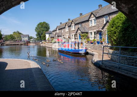 Brecon Canal Basin in Aberhonddu, Wales. Stockfoto