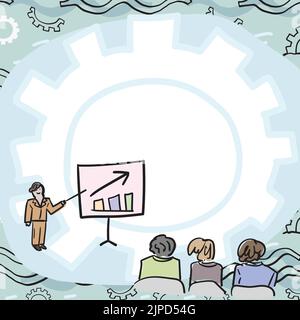 Crew-Mitglieder Betrachten Whiteboard, Das Neue Lösungen Repräsentiert Stock Vektor