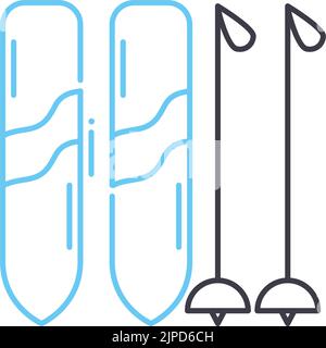 Liniensymbol der Skiausrüstung, Umrisssymbol, Vektordarstellung, Konzeptschild Stock Vektor