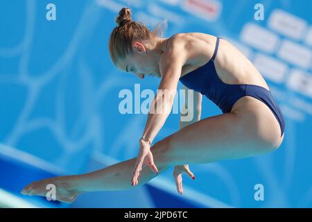 Rom, Italien, 16.. August 2022. Michelle Heimberg aus der Schweiztritt am sechsten Tag der Schwimmeuropameisterschaft im Foro Italico Park in Rom, Italien, im Women's 1m Spring Board Preliminary an. 16. August 2022. Kredit: Nikola Krstic/Alamy Stockfoto