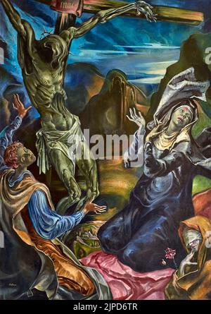 Crocifissione - olio su tela - Lanfranco Frigeri - 1960 - Ostiglia (Mn). Italia, chiesa parrocchiale della Assunzione di Maria Stockfoto