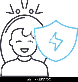 Schwaches Immunsystem-Liniensymbol, Umrisssymbol, Vektordarstellung, Konzeptzeichen Stock Vektor