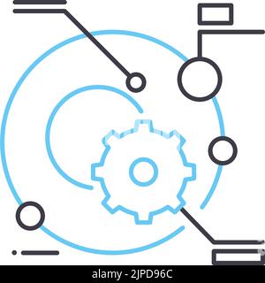 Planetensystem-Datenliniensymbol, Umrisssymbol, Vektordarstellung, Konzeptschild Stock Vektor