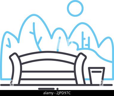 Stadtpark Bank Linie Symbol, Umriss Symbol, Vektor-Illustration, Konzept Zeichen Stock Vektor