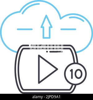 Liniensymbol zum Hochladen von Medien, Umrisssymbol, Vektordarstellung, Konzeptschild Stock Vektor