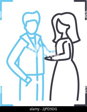Hochzeit Fotografie Linie Symbol, Umriss Symbol, Vektor-Illustration, Konzept Zeichen Stock Vektor