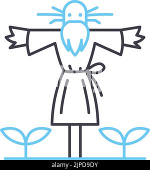 scarecrow-Liniensymbol, Umrisssymbol, Vektordarstellung, Konzeptzeichen Stock Vektor