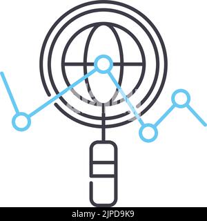 liniensymbol für suchmaschinenoptimierung, Umrisssymbol, Vektordarstellung, Konzeptzeichen Stock Vektor