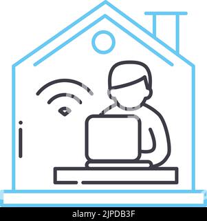 Heimbüro Liniensymbol, Umrisssymbol, Vektordarstellung, Konzeptschild Stock Vektor