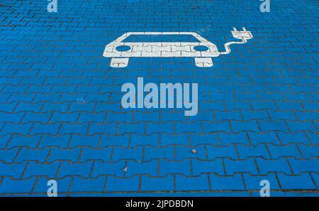 Piktogramm, Elektroauto, Ladepunkt, Piktogramme, Elektroautos Stockfoto