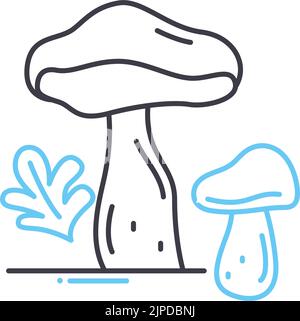 Symbol der Pilzlinie, Umrisssymbol, Vektordarstellung, Konzeptzeichen Stock Vektor