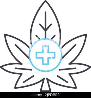 Medizinisches Cannabisliniensymbol, Umrisssymbol, Vektordarstellung, Konzeptzeichen Stock Vektor