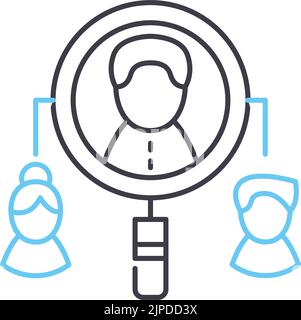 Rekrutierungsmethoden Liniensymbol, Umrisssymbol, Vektordarstellung, Konzeptzeichen Stock Vektor