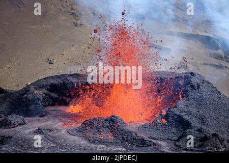 Ausbruch des Vulkans Meradalir, Halbinsel Reykjanes, Island, August 2022 Stockfoto