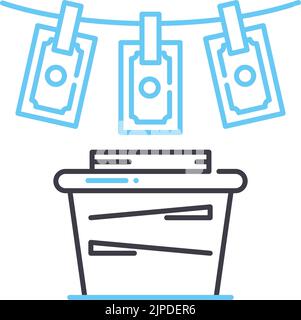 Geldwäschereizeilensymbol, Umrisssymbol, Vektordarstellung, Konzeptzeichen Stock Vektor