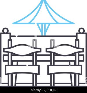 Symbol für die Terrassenlinie, Umrisssymbol, Vektordarstellung, Konzeptschild Stock Vektor