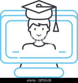 Graduierung online Linie Symbol, Umriss Symbol, Vektor-Illustration, Konzept Zeichen Stock Vektor