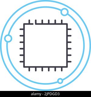 Liniensymbol für Workflow-Automatisierung, Umrisssymbol, Vektordarstellung, Konzeptzeichen Stock Vektor