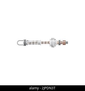 Fahrzeugdetail isolierter Dämpfer realistisches Symbol. Vector Stoßdämpfer Fahrzeug Ersatzteil. Hydraulischer Pneumatikzylinder mit Feder und Schraube. Automatischer Stabilisator, Verbindungselement Stock Vektor