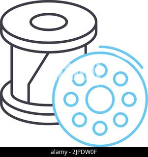 Shuttle zum Nähen Linie Symbol, Umriss Symbol, Vektor-Illustration, Konzept Zeichen Stock Vektor