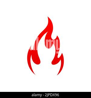 Feuer, Lagerfeuer isoliert Vektor-Symbol, rote Flamme, brennende Flamme Symbol. Leuchtendes Lagerfeuer mit langen Zungen. Cartoon Zündung dekoratives Element für Design Stock Vektor