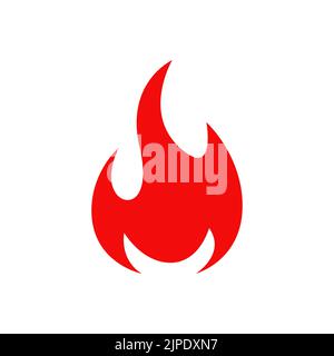 Feuer, Lagerfeuer isoliert Vektor-Symbol, rote Flamme, brennende Flamme Symbol. Leuchtendes Lagerfeuer mit langen Zungen. Cartoon Zündung dekoratives Element für Design Stock Vektor