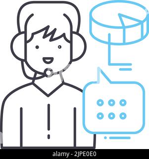 Liniensymbol für Marketingberater, Umrisssymbol, Vektordarstellung, Konzeptzeichen Stock Vektor