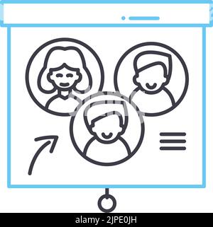 Team Building Programm Linie Symbol, Umriss Symbol, Vektor-Illustration, Konzept Zeichen Stock Vektor