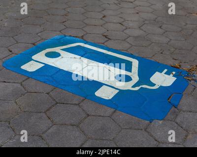 Piktogramm, Elektroauto, Ladepunkt, e-mobilität, Piktogramme, Elektroautos Stockfoto