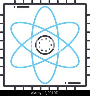 Quantum Computing Liniensymbol, Umrisssymbol, Vektordarstellung, Konzeptzeichen Stock Vektor