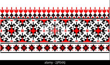 Pixelmuster Mit Kreuznaht. Ethnische abstrakte Kunst. Nahtloses Muster in Tribal, Volksstickerei, Stil. Aztekenmuster mit geometrischem Ornament. Design für Teppich Stock Vektor