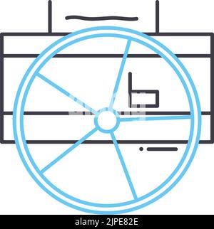 Steuerliniensymbol des Ruderrads, Umrisssymbol, Vektordarstellung, Konzeptschild Stock Vektor