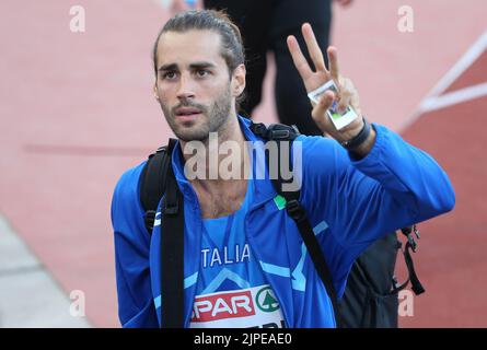 München, Allemagne. 16. August 2022. Gianmarco Tamberi aus Italien beim Leichtathletik-Hochsprung der Männer bei den Europameisterschaften München 2022 am 16. August 2022 in München, Deutschland - Foto Laurent Lairys/DPPI Credit: DPPI Media/Alamy Live News Stockfoto