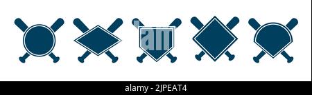 Symbol Für Die Baseballplatte. Vektorvorlagen-Design. Silhouette. Wiedergabe. Heimatbasis. Sport. Stock Vektor