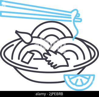 Pad thai Linie Symbol, Umriss Symbol, Vektor-Illustration, Konzept Zeichen Stock Vektor