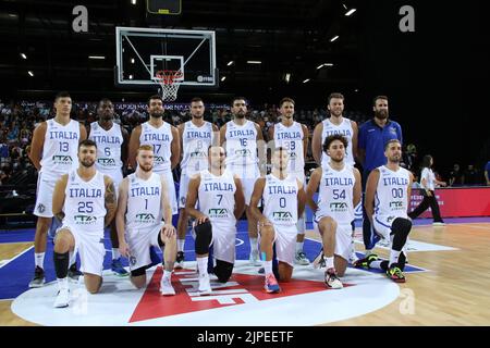 Montpellier, Frankreich. 16. August 2022. Zweites Spiel für das France Basket Team gegen Italien in Montpellier als Vorbereitung für den Eurobasket 2022. Der Gewinner ist Frankreich 100 - 68 (Bildnachweis: © Norberto Maccagno/Pacific Press via ZUMA Press Wire) Stockfoto