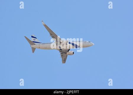 El Al, El Al Israel Airlines Ltd. (Ist die Flagge der israelischen Fluggesellschaft), Boeing 737-800, Budapest, Ungarn, Magyarország, Europa Stockfoto