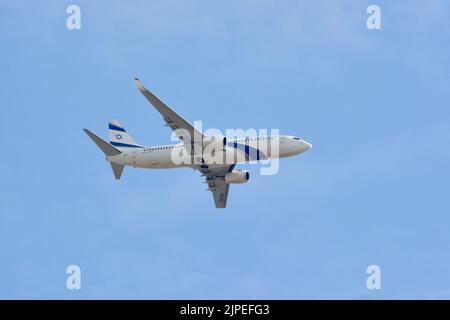 El Al, El Al Israel Airlines Ltd. (Ist die Flagge der israelischen Fluggesellschaft), Boeing 737-800, Budapest, Ungarn, Magyarország, Europa Stockfoto